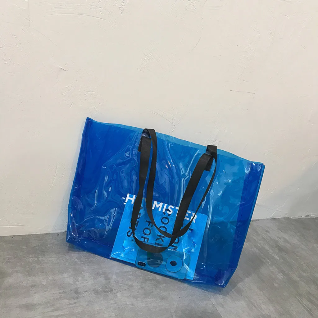 Женская сумка модная женская прозрачная конфетная Пляжная большая емкость через