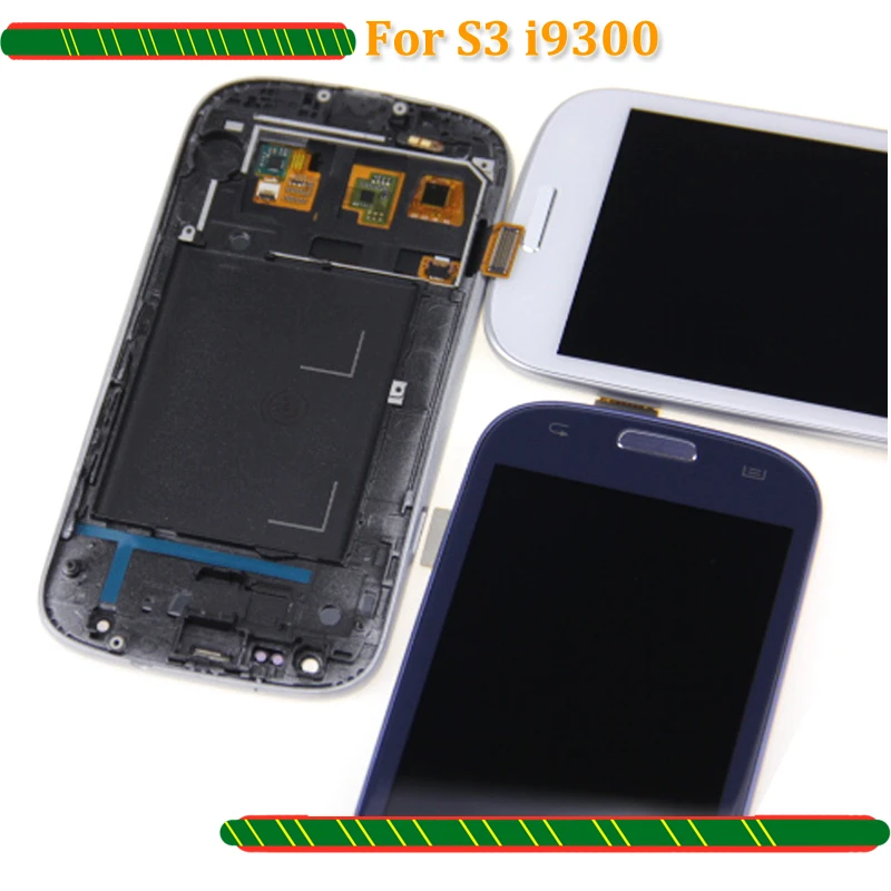 Для samsung Galaxy S3 III i9300 ЖК дисплей дигитайзер сенсорный экран с рамкой кнопки Home для