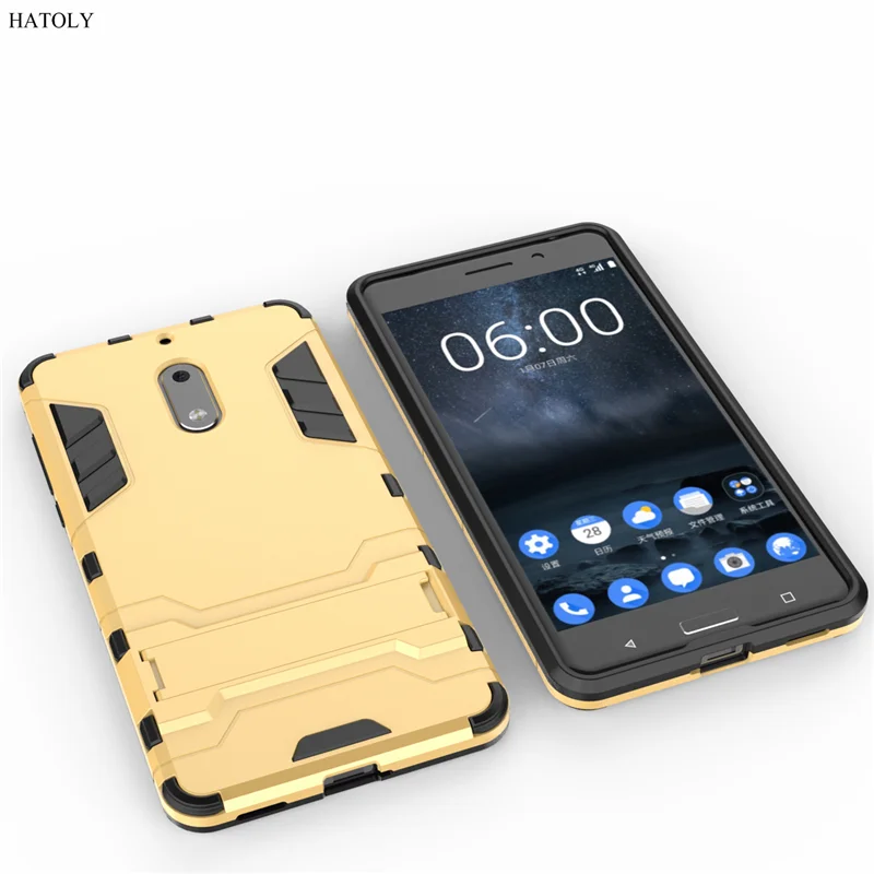 HATOLY для бронированный чехол Nokia 6 Чехол для Nokia 6 противоударный робот Гибридный Силиконовый Резиновый Твердый чехол на заднюю панель телефона для Nokia 6 ta-1021