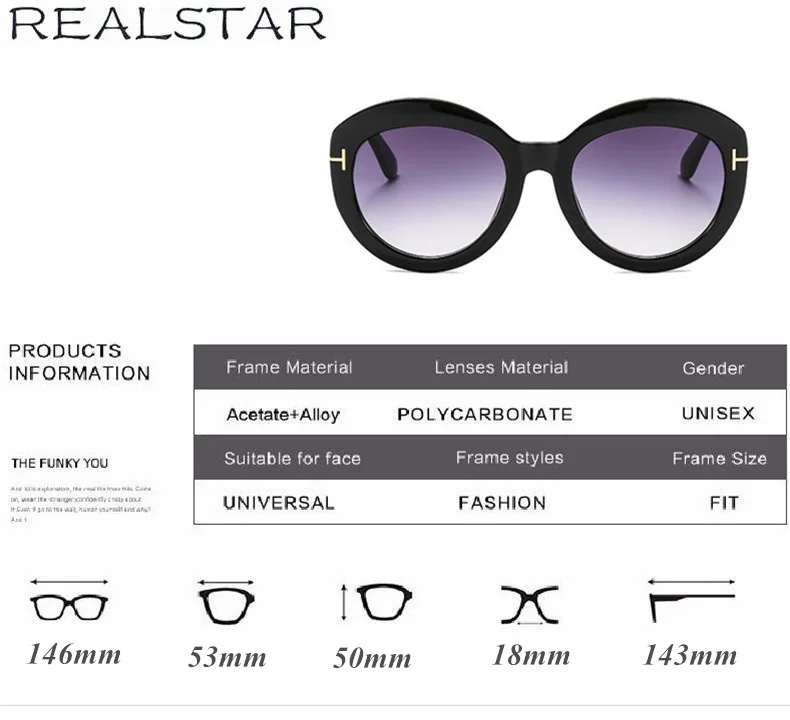 REALSTAR модные круглые дизайнерские солнцезащитные очки TOM, женские брендовые винтажные Роскошные качественные солнцезащитные очки, женские солнцезащитные очки S589