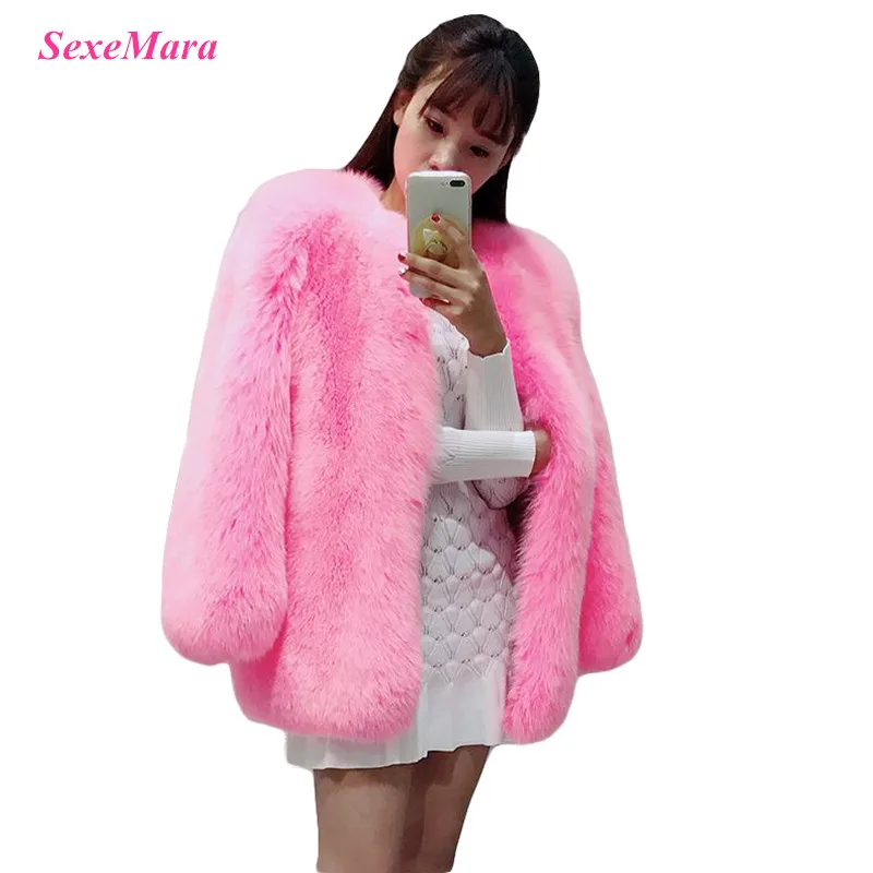 Женская мешковатая куртка SexeMara модное Стильное объемное розовое пальто из