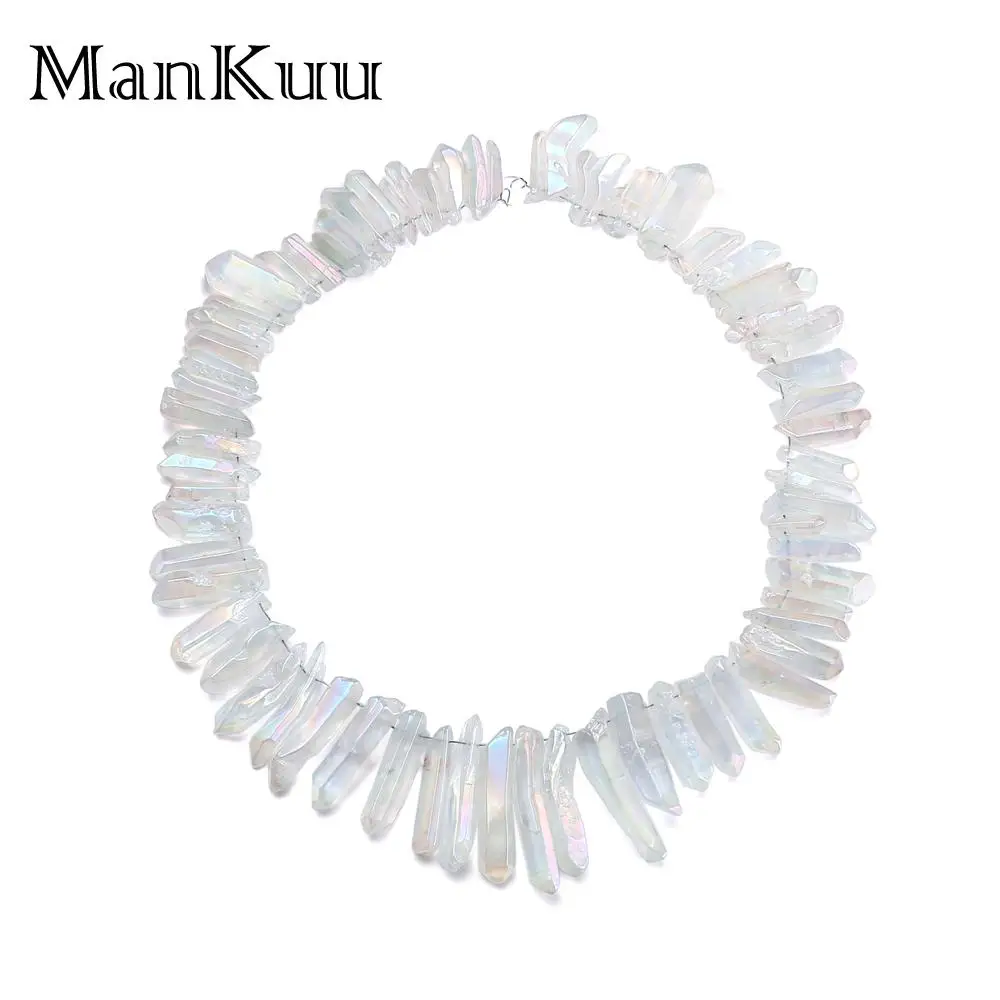 Mankuu White Clear Crystal Pendant Column Irregular Pillar Natural Healing Stone Pendants For DIY Jewelry Making | Украшения и