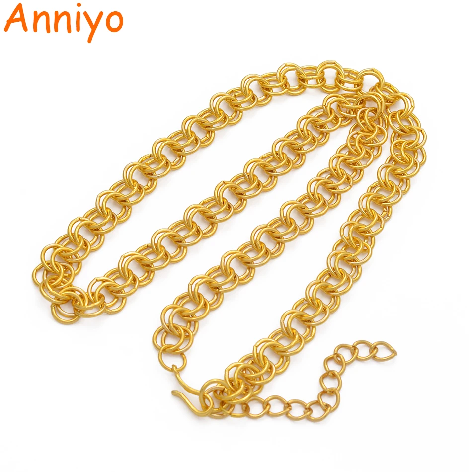 Ожерелья цепочки Anniyo длиной 50 см + 5 круглые ожерелья для женщин золотого цвета
