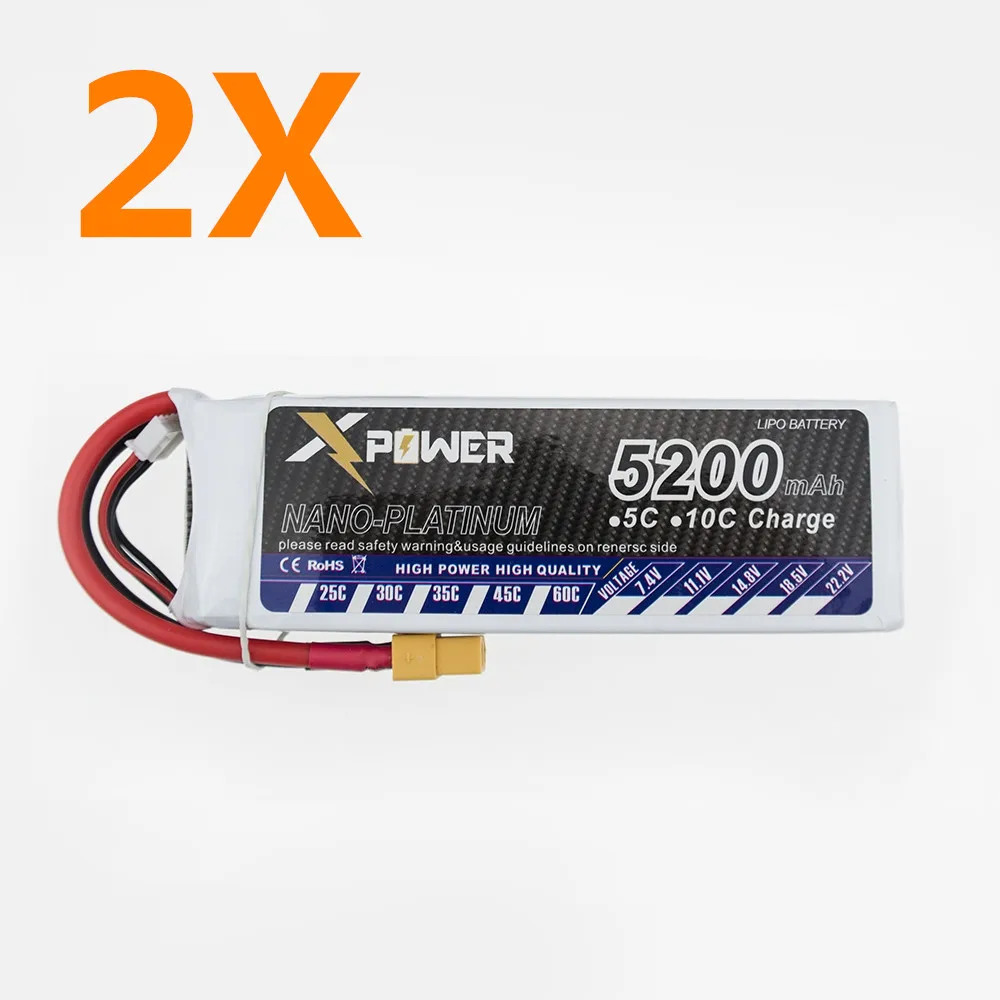 2 шт. XT60 разъем 5200 мАч 11 1 В 3S 30C Li po батарея для DIY гоночных RC вертолетов Qudcopter Дрон