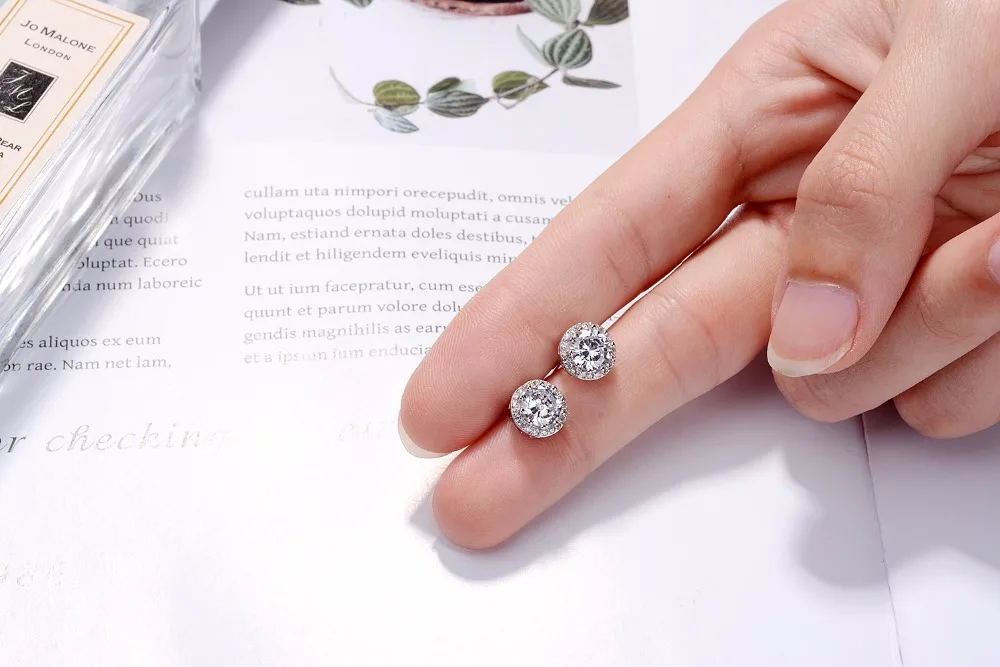 TJP Новейшие женские круглые серьги-гвоздики с кристаллами ювелирные изделия 2018