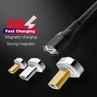 Магнитный кабель Micro USB для iPhone, Samsung, Type-c 3A, быстрая зарядка, магнитное зарядное устройство, адаптер USB Type C, магнитные кабели
