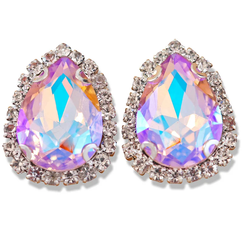 20 шт 13X18 мм слеза красочные пришить стразы с Кружево коготь Красный AB стекло для