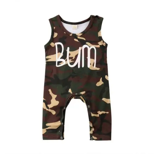 Newborn Kid Baby Boy Infant Camo Sleeveless Romper Jumpsuit Clothes Outfit |