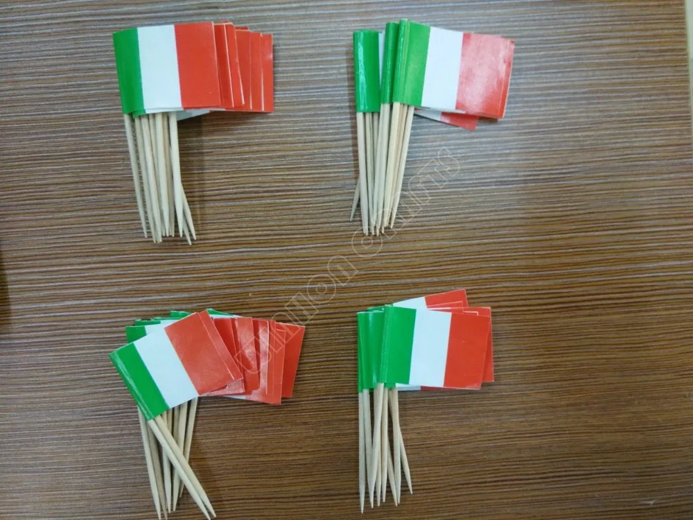 

Italy Toothpick Flag 500Pcs Paper Food Picks Dinner Cake Toothpick Cupcake Decoration Fruit Cocktail Sticks Party Topper Sticks