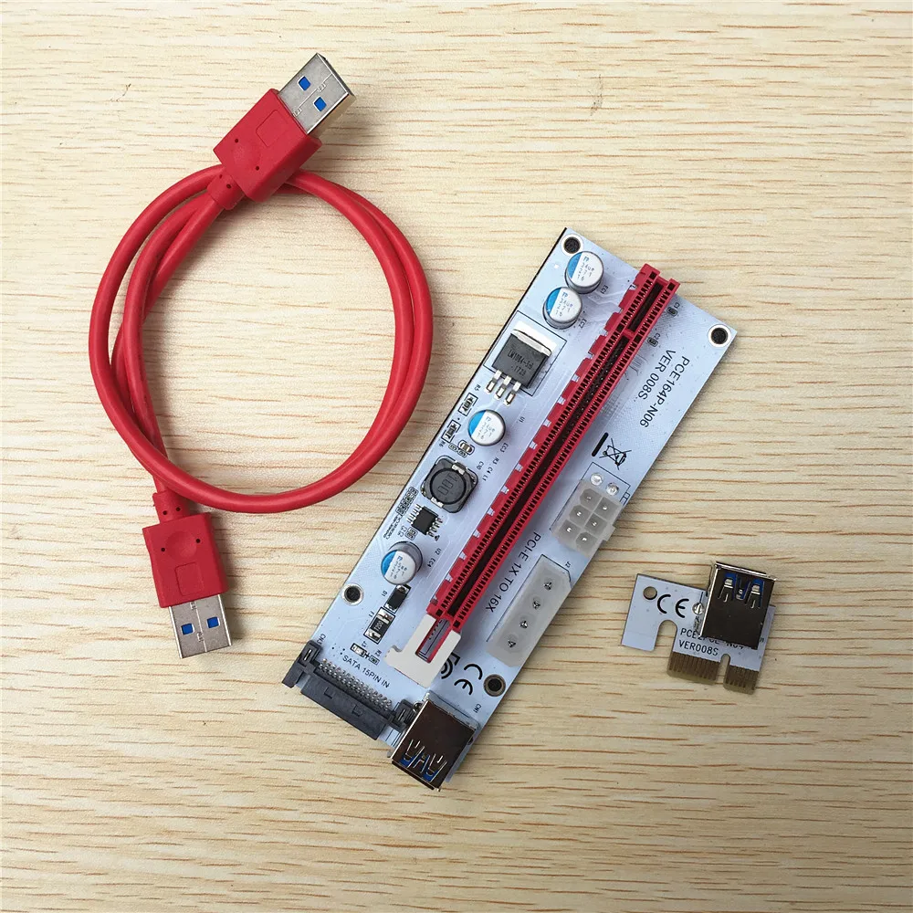 3 в 1 4 Pin 6 SATA molex Питание pci-e PCI 1x к 16x ЭКСПРЕСС riser card с светодиодный свет 008 S для Antminer