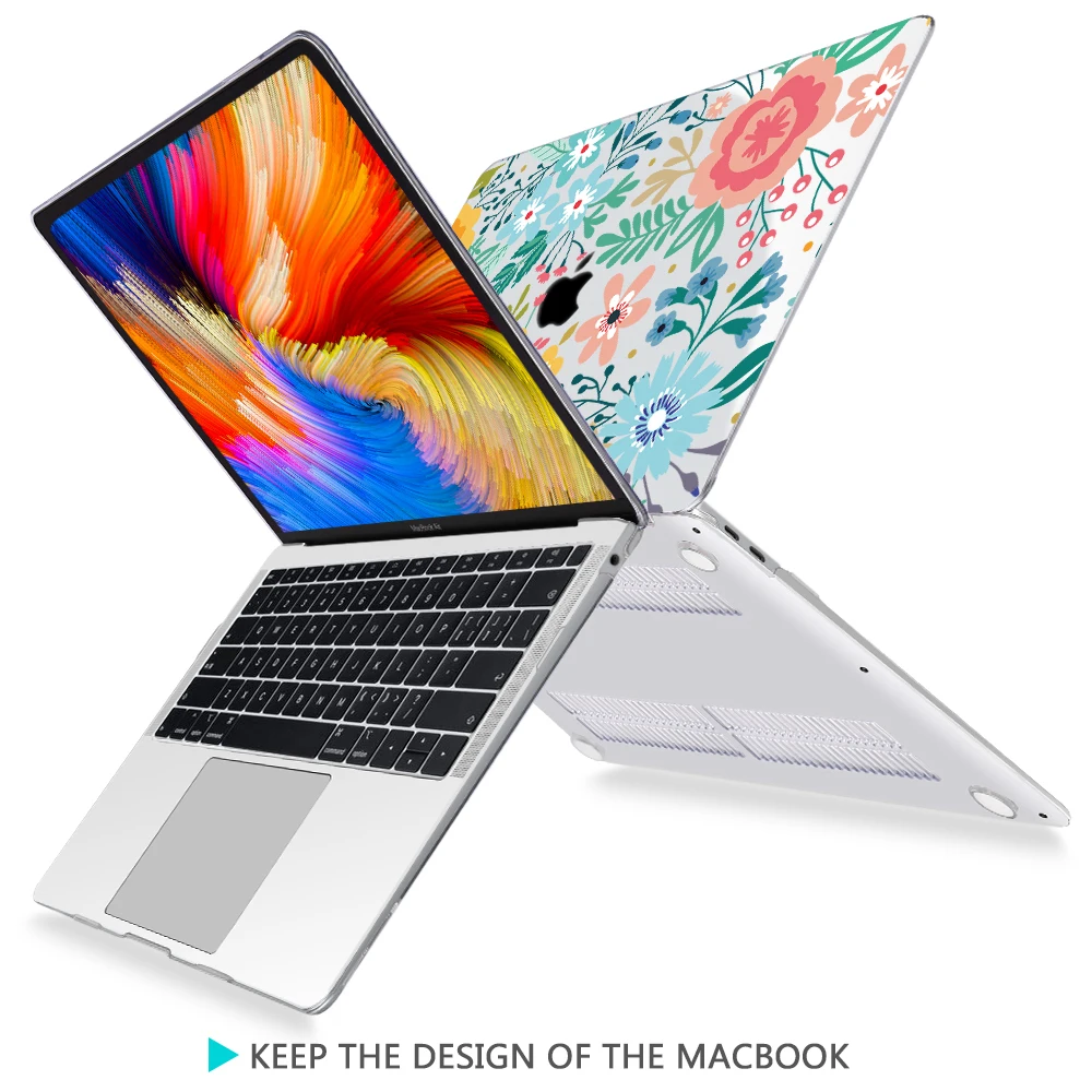 Чехол Redlai с разноцветными цветами для Macbook Air 13, чехол A1932, A1466, чехол для ноутбука MacBoook Pro 13, 15, 16 дюймов, чехол с сенсорной панелью