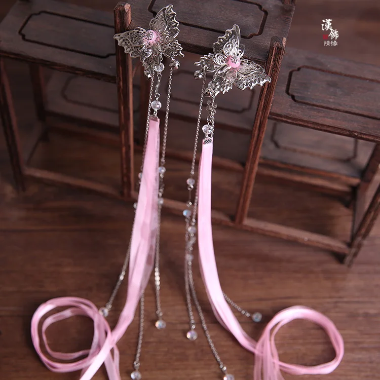 

Антикварная тиара в стиле Хань, лента с кристаллами и кисточками, заколка для волос, классический аксессуар для волос в старинном стиле