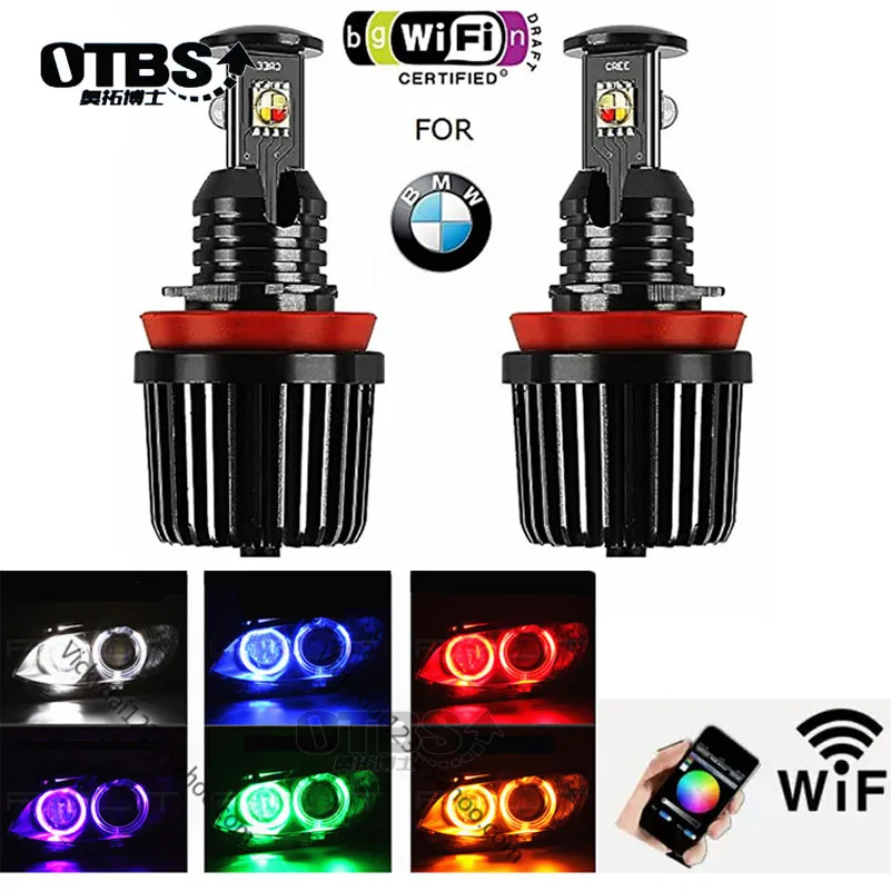 Wifi RGB h8 e92 ангельские глазки цвета меняющие управление телефоном для bmw X5 X6 E60 E82 E70