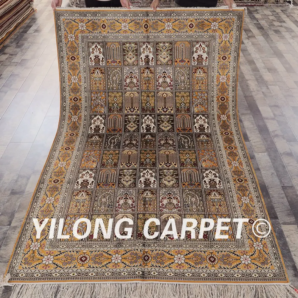 YILONG 5 'x 8' персидский шелковый ковер ручной работы всесезонный Isfahan (YHW051B5x8)|carpet