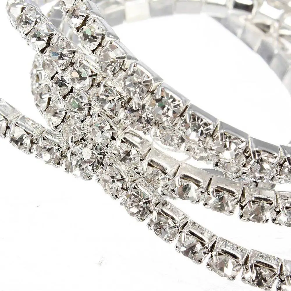 BestPrice 5pcs Silver Elastic Wedding Bridal Diamante Crystal Bracelet Bangle |
