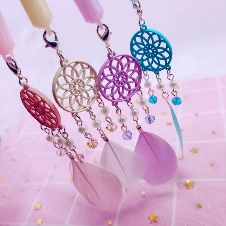 Цветная гелевая ручка Ловец снов с перьями 0 5 мм черные чернила кавайные