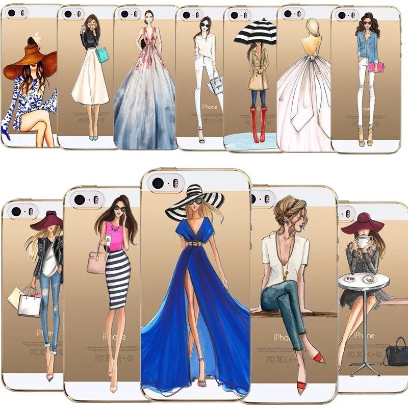 Мода девушка Прозрачная Задняя Для iPhone 5 5s SE 6 s случае для iphone Мягкие Силиконовые