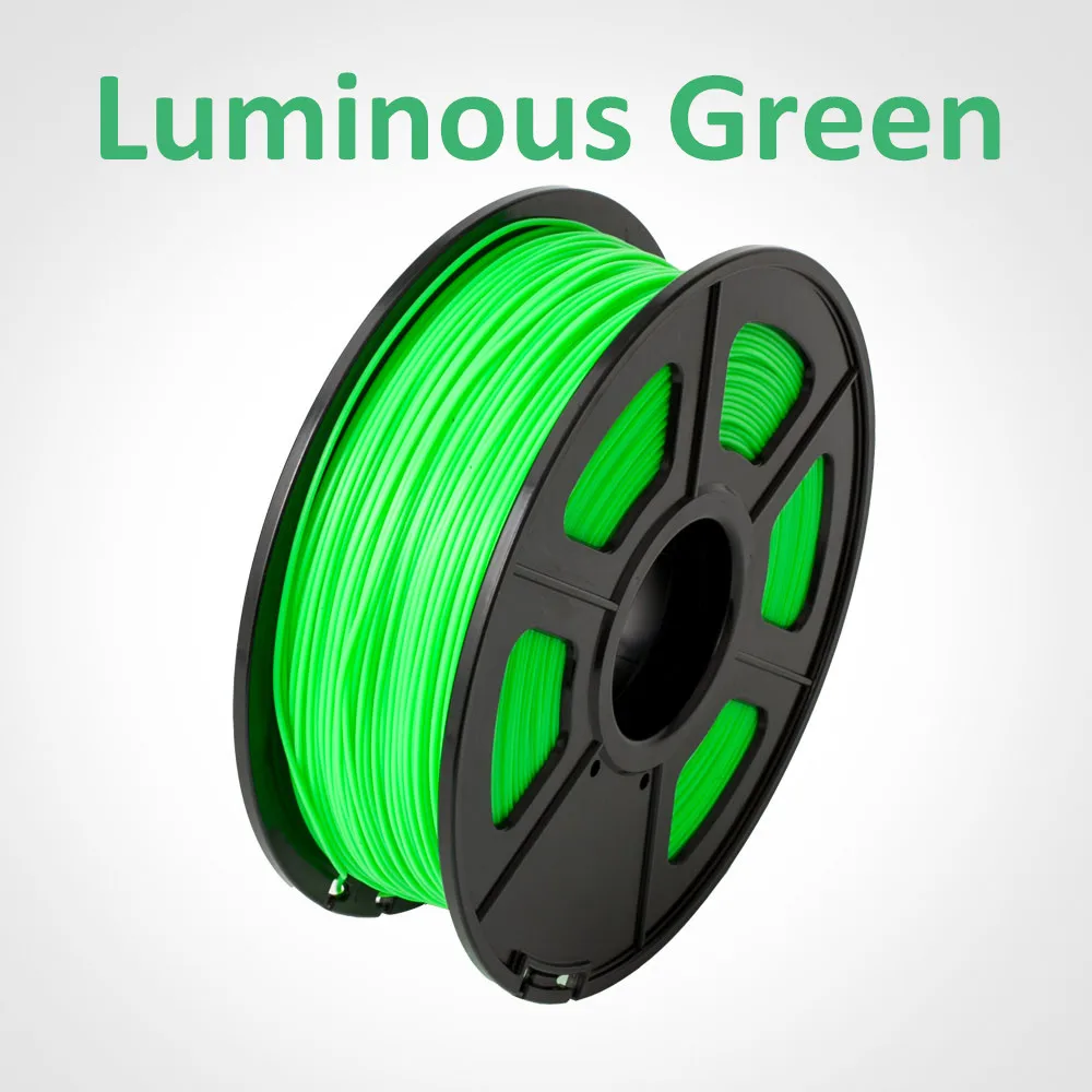 luminous green 3D-принтеры нити кожи PLA 1,75 мм 1 кг/2.2LB катушки Черный Цвет с длиной 335 м в возможна погрешность+/-0,02 мм - Цвет: luminous green