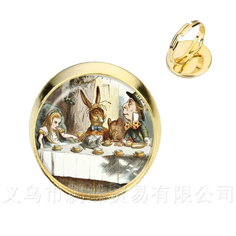 

Кольца «Алиса в стране чудес» с золотым покрытием, 2 цвета, регулируемые кольца, подарок для друзей