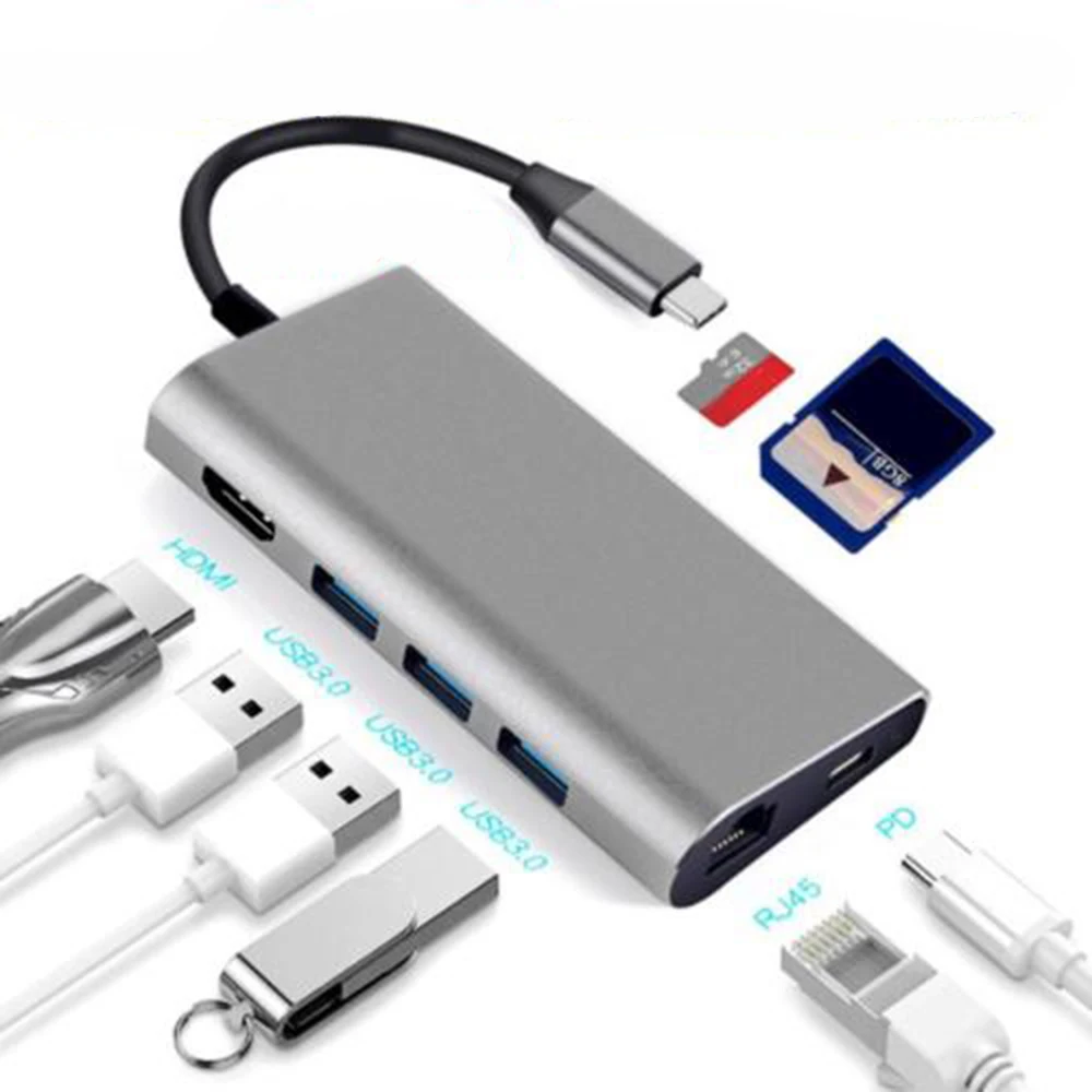 Высокая Скорость Multi порт Тип 8 в 1 usb C к HDMI USB 3 0 зарядки адаптер конвертер 3.1SD TF