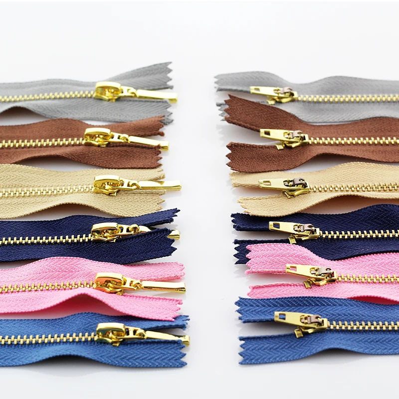 3# 5pcs 10/13/15/18/20cm metal brass auto lock close-end zippers for footwear fenim skirt sewing garment