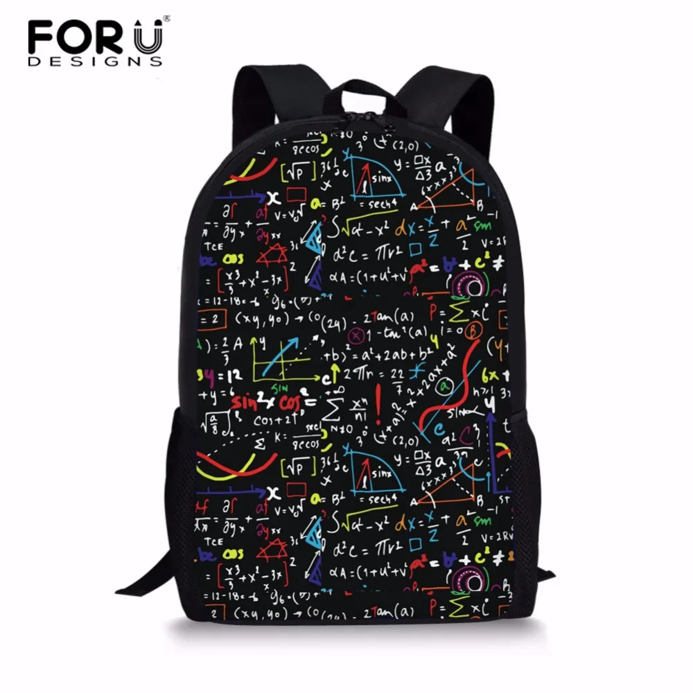 Детские школьные ранцы FORUDESIGNS с 3D забавным математическим рисунком, школьная сумка для девочек и мальчиков, школьный портфель для подростко...
