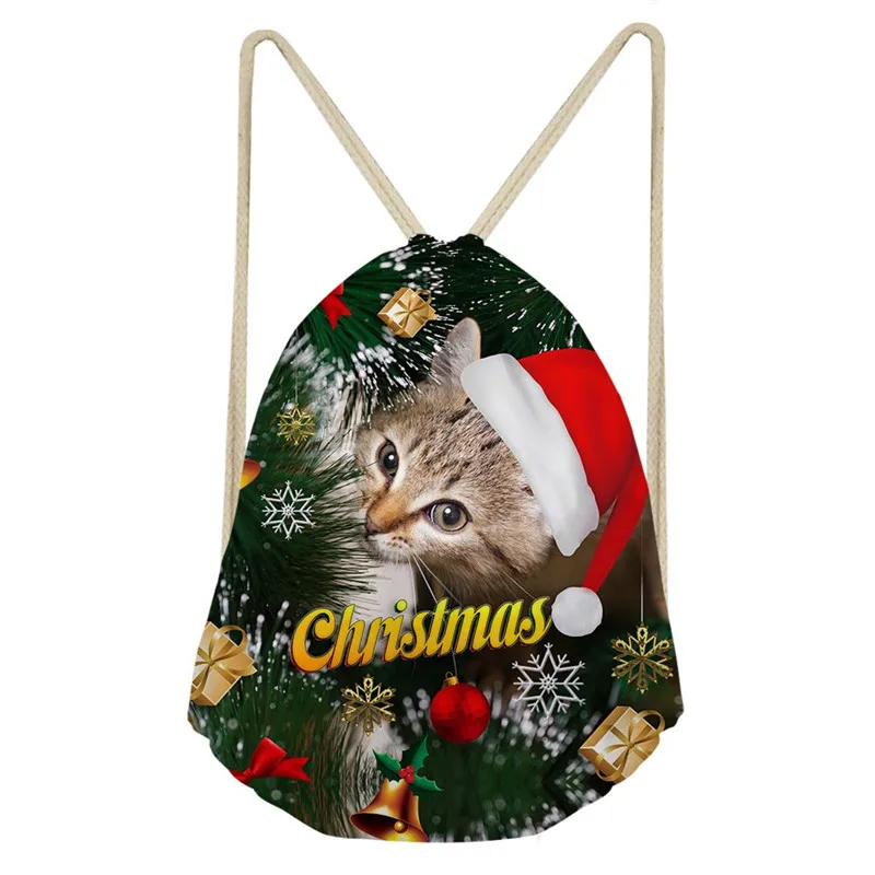 Женский рюкзак с принтом ThiKin Merry Christmas мини на завязках для девочек лучший подарок