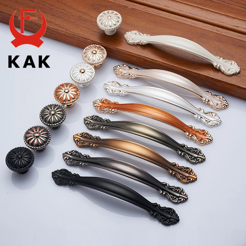 

KAK European Zinc Alloy Cabinet Handles Wadrobe Door Pulls Drawer Knobs Kitchen Cupboard Handles Furniture Handle Hardware