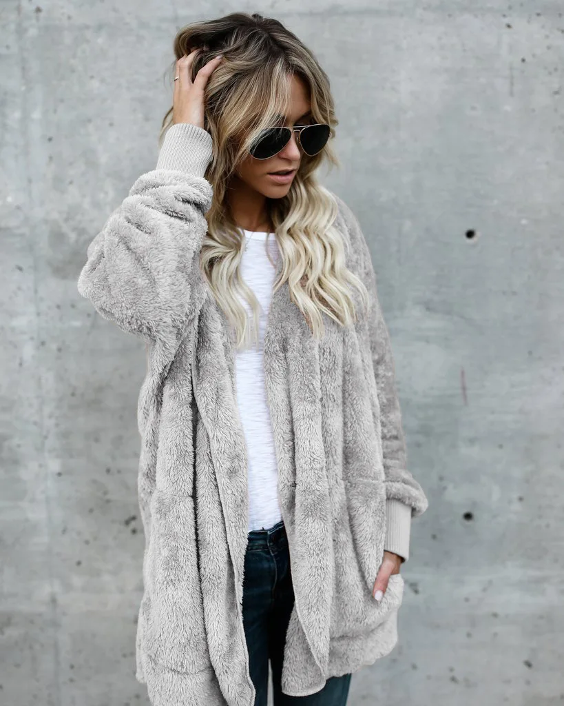 

MisShow Faux Fur Teddy Coat Women 2019 Autumn Winter Warm Soft Zipper Fur Jacket Female Plush Overcoat Casual Outerwear