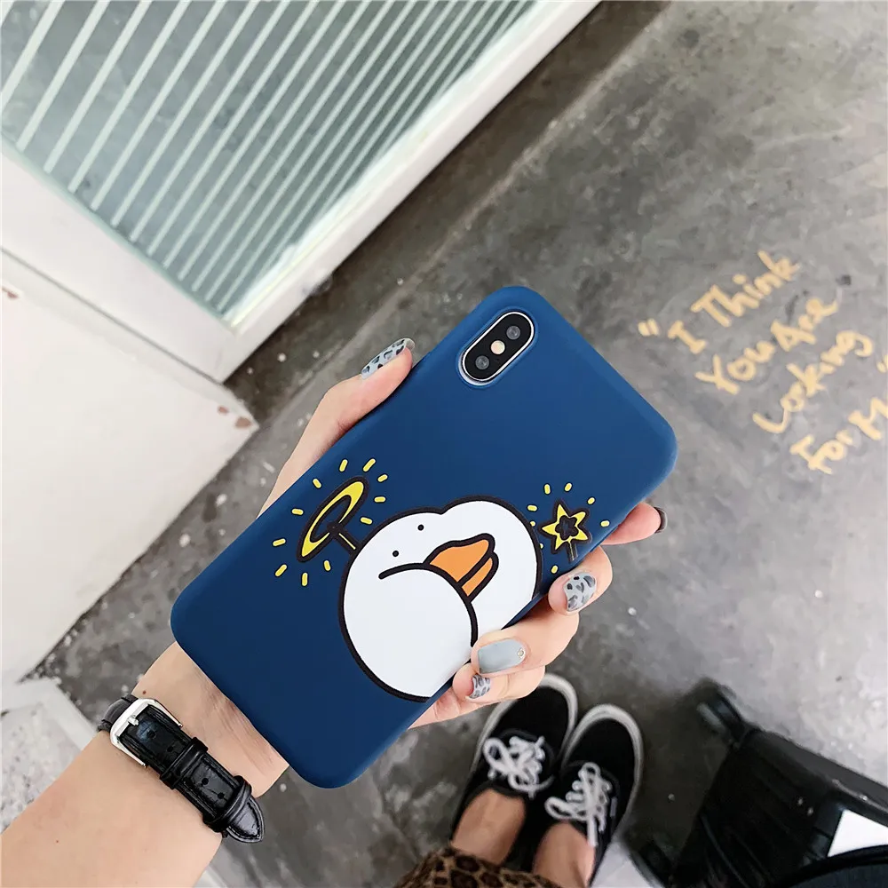 Для IPhone 7 Чехол рельеф Мода милый утка матовый чехол для X XS Max XR 6 S 8 плюс мягкий