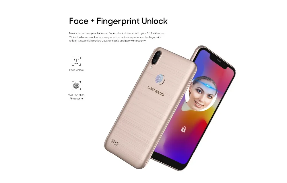 Смартфон LEAGOO M11, 6,18 дюйма, 4000 мА/ч, 2 Гб ОЗУ, 16 Гб ПЗУ, Android 8,1, MT6739, четырехъядерный, задний, отпечаток пальца, быстрая зарядка, 4G, мобильный телефон