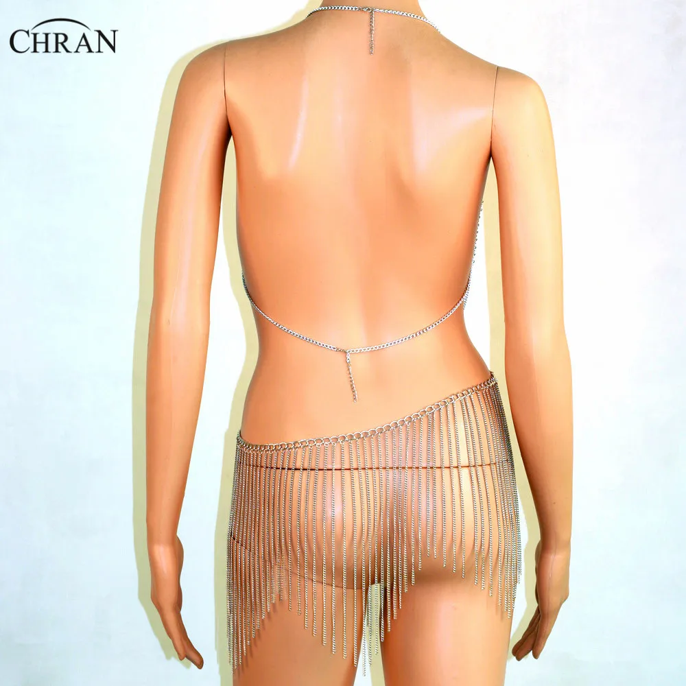 Chran экзотический лифчик Raveoutfit нижнее белье платье с кисточками упряжь раба боди юбка на завязку живот Талия EDM праздничная одежда ювелирные изделия BCJ204