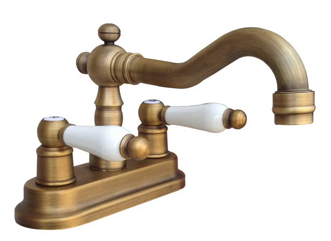 Античный латунный набор для ванной комнаты 4 дюйма два отверстия кран раковины