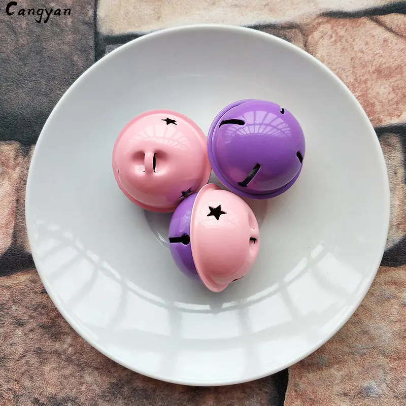 Purple powder 3 шт., милый яркий двухцветный большой колокольчик, Креативный металл, 4 см, краски, аксессуары, сделай сам, рождественские аксессуары, одежда для собак, подарки для детей, как - Цвет: Purple powder