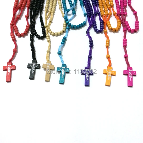 12 шт./лот бусы из дерева Розария смешанные цвета розари крест Rosery Jesus New Rosario ePacket
