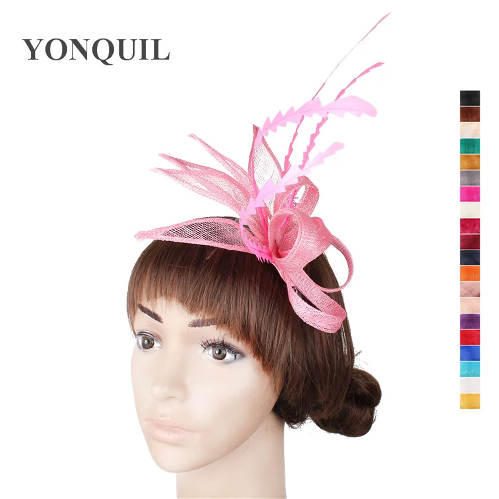 

sinamay fascinators sinamay with feather headwear fashion occasion hairstyle cocktail headpiece party hat Multiple colors MYQ011
