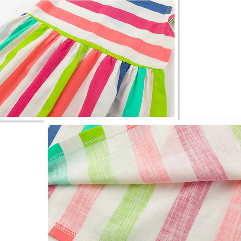 kids &amp teenager girls summer rainbow striped cut-out shoulder casual dress children 4 to 16 years mide dresses clothing | Детская