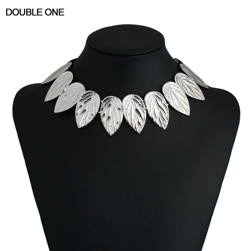Женское Винтажное колье чокер с листьями массивное ожерелье под золото и серебро