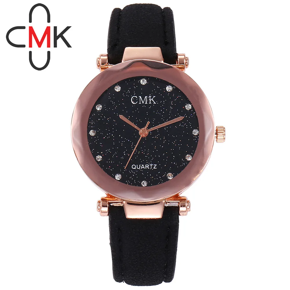 Женские кварцевые часы Duobla с кожаным ремешком аналоговые наручные звездным