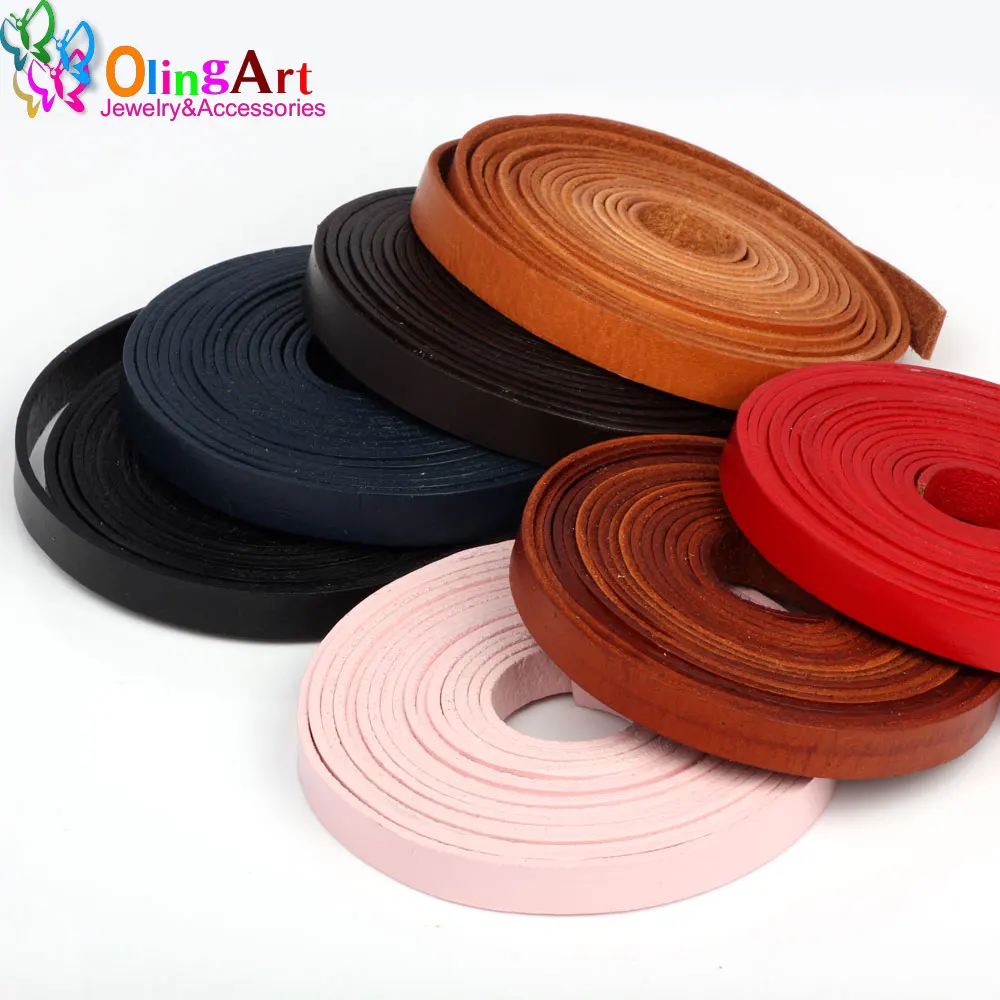 OlingArt 10*2 мм 1 ярд/Лот, несколько цветов, плоская кожаная веревка/шнуры, «сделай сам», ожерелье, браслет, серьги, чокер, ювелирные изделия, Новинка