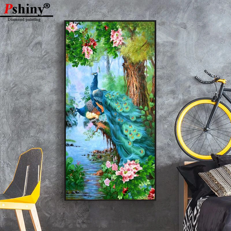 Pshiny 5d diy Алмазная вышивка крестиком Алмазная картина любовник Павлин полностью квадратные Стразы рукоделие домашний декор F505