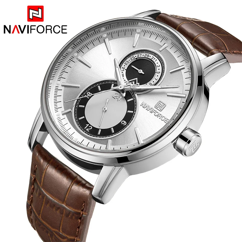 NAVIFORCE модная серия мужские часы Топ люксовый бренд Мужские Аналоговые кожаные