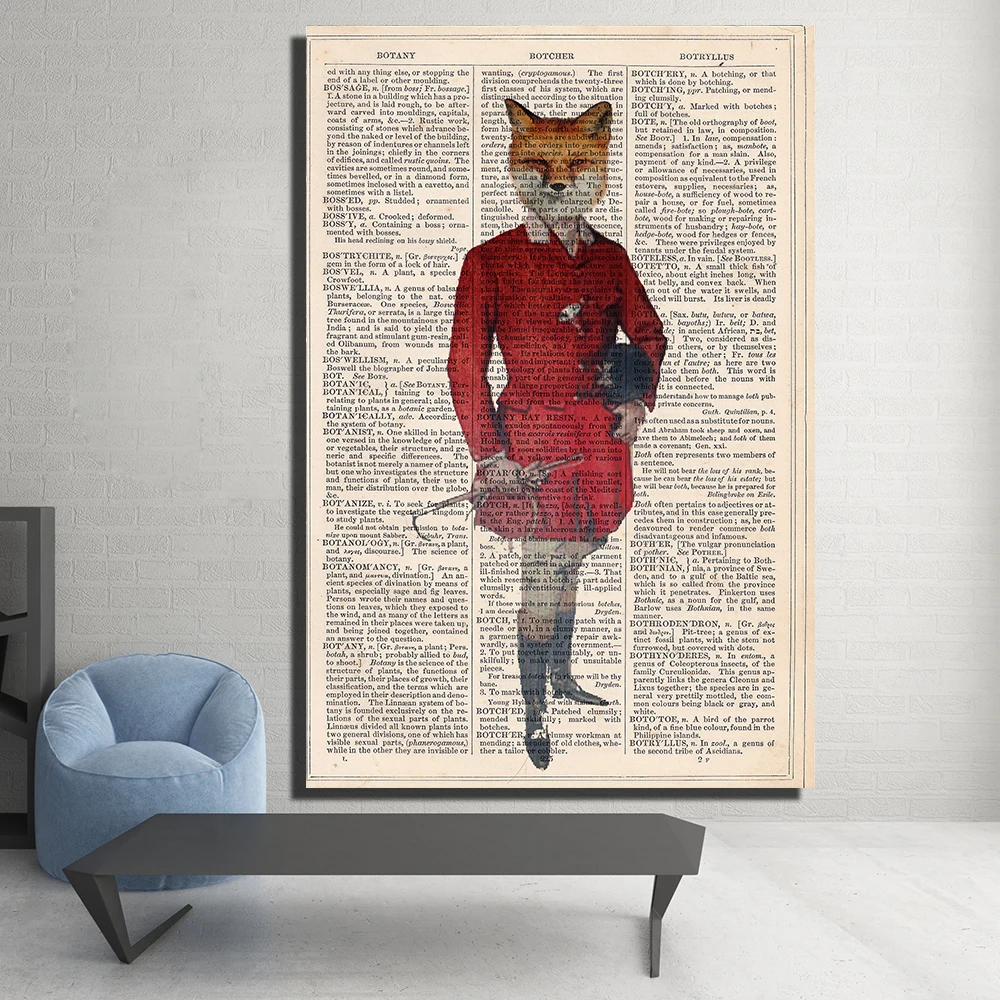 CHENFART винтажный словарь без рамки искусство джентльмен лиса холст настенные