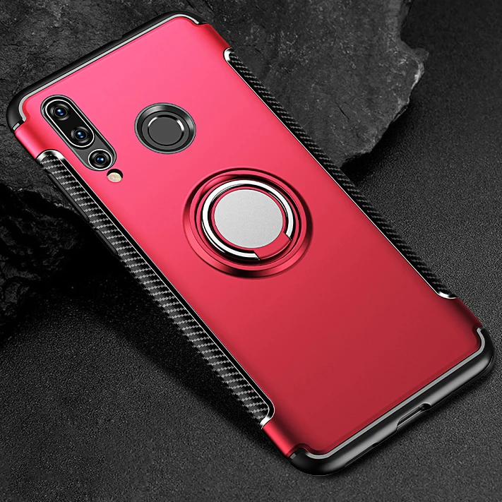 Красный Для huawei Honor 10 Lite 10i Honor10 i View V10 V 10 чехол с металлическим кольцом для машины сверхмощный PC+ Силиконовый ТПУ силиконовый чехол-подставка - Цвет: Красный