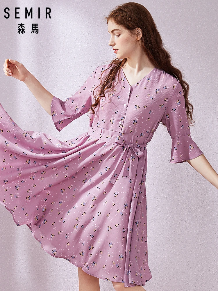 SEMIR с v образным вырезом платье для женщин 2019 Новые летние длинным рукавом