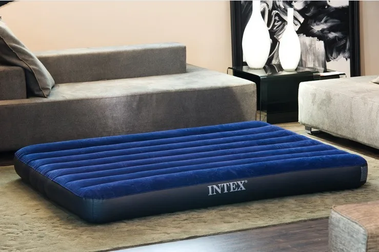 INTEX полосатый стекающийся двойной надувной матрас 2 человек кровать автомобиль секс туристический Тент Открытый походный коврик 68758 с бытовым насосом