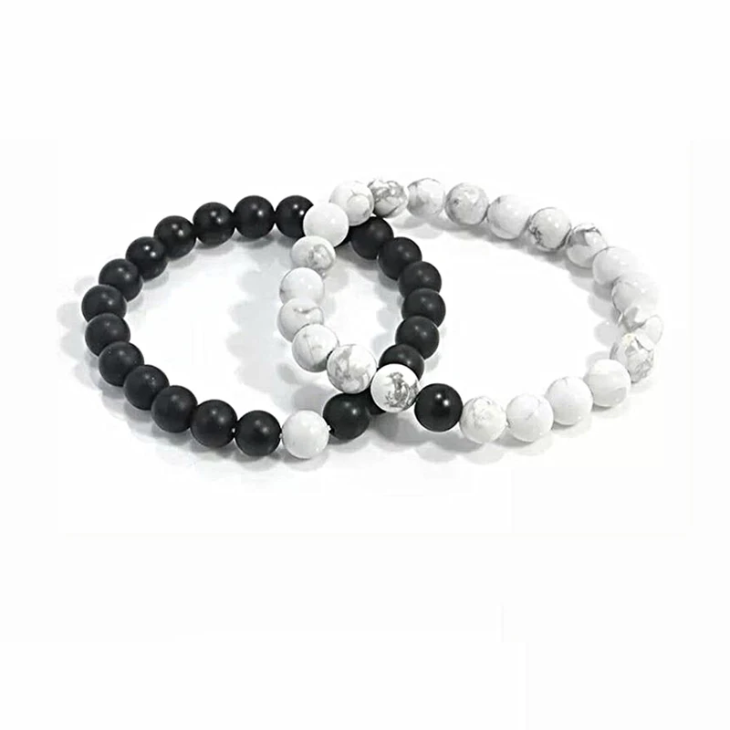 2 шт./компл. пара дистанционный браслет классический натуральный камень белый и