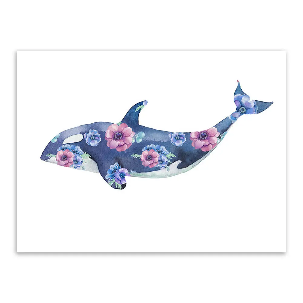 Современный Океанский животный плакат с изображением Кита Скандинавская