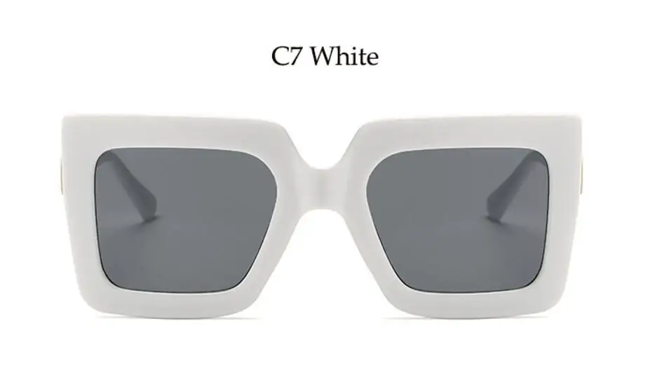 C7 white Новинка, большие квадратные солнцезащитные очки, женские, Ретро стиль, двойной цвет, прозрачные, люкс класс,, новые солнцезащитные очки, женские, оттенки, мужские очки, UV400 - Цвет линз: C7 white