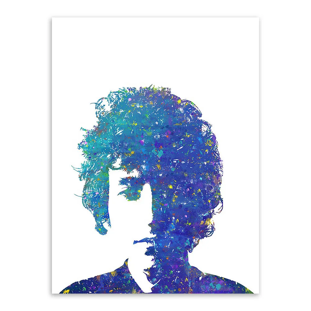 Абстрактная Акварельная Современная звезда Боб Дилан музыкальный Портрет холст